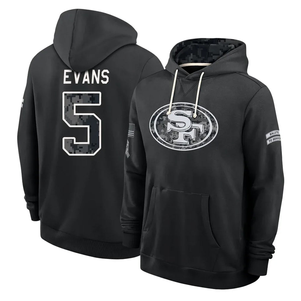 SF.49ers #5 Mike Evans Player 2026 Black Logo Pullover Hoodies Limited Game Ndoa Stitched Jerseys