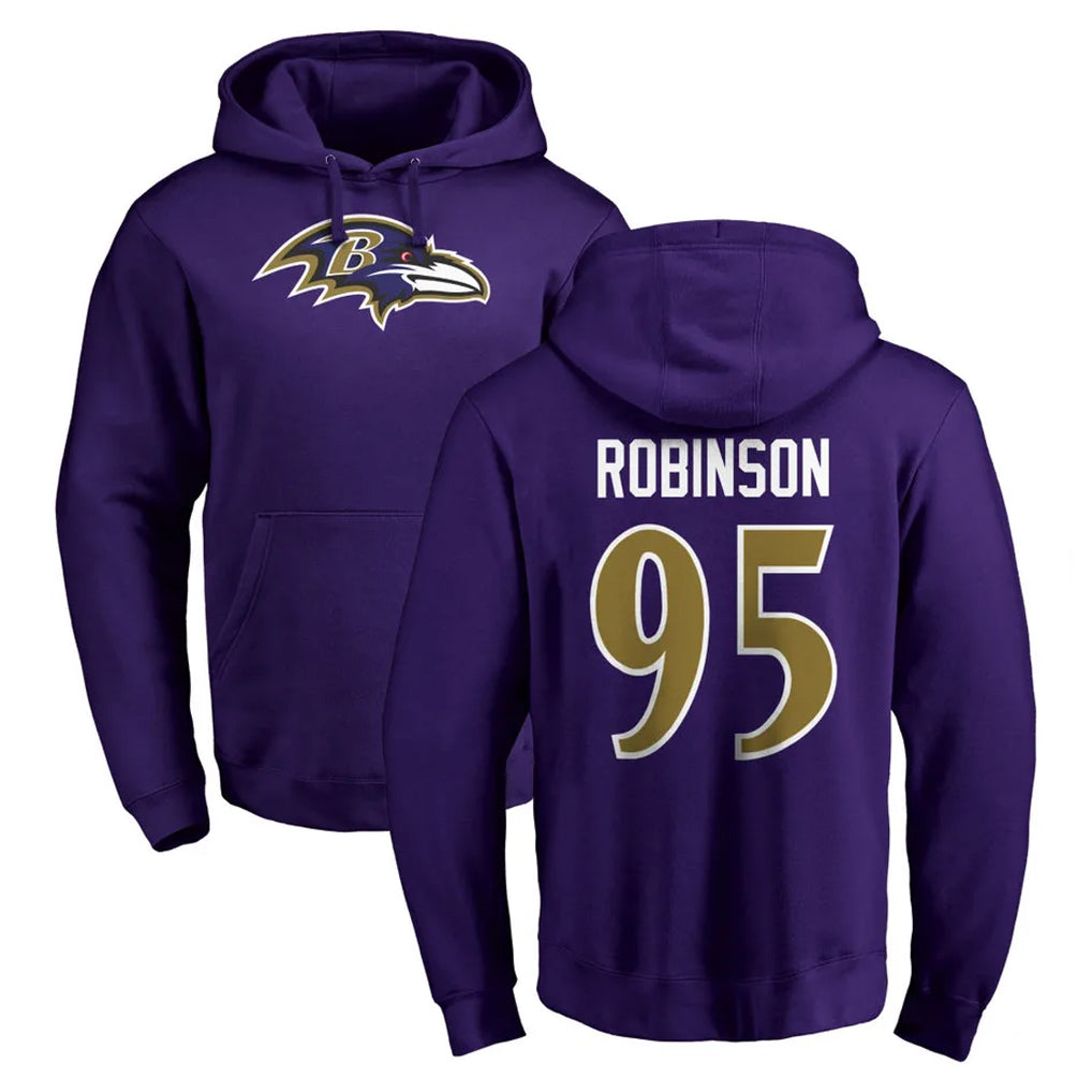 B.Ravens #95 Tavius Robinson Player Purple Salute to Service Pullover Hoodie Ndoa Stitched Jerseys