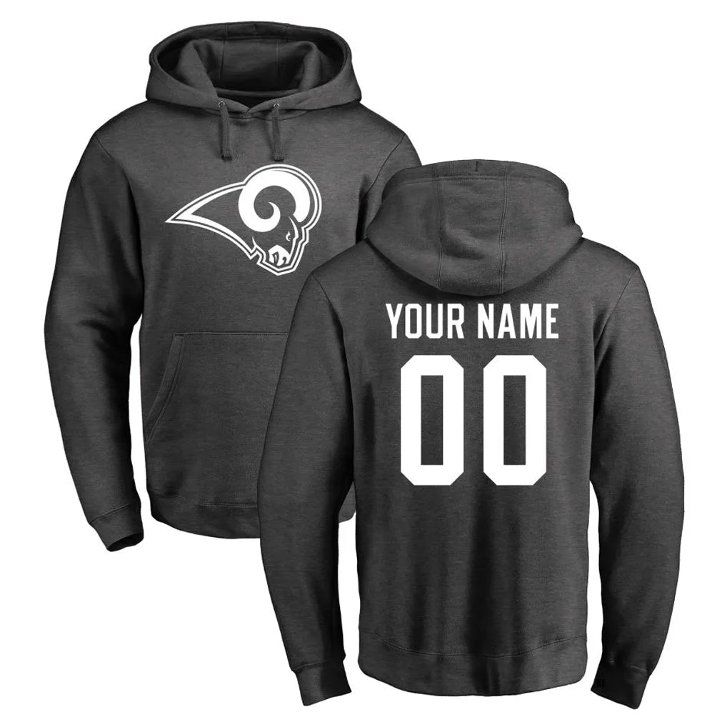 Custom LA.Rams Gray Pullover Hoodie Limited Game Any Name & Numbers Ndoa Stitched Jerseys