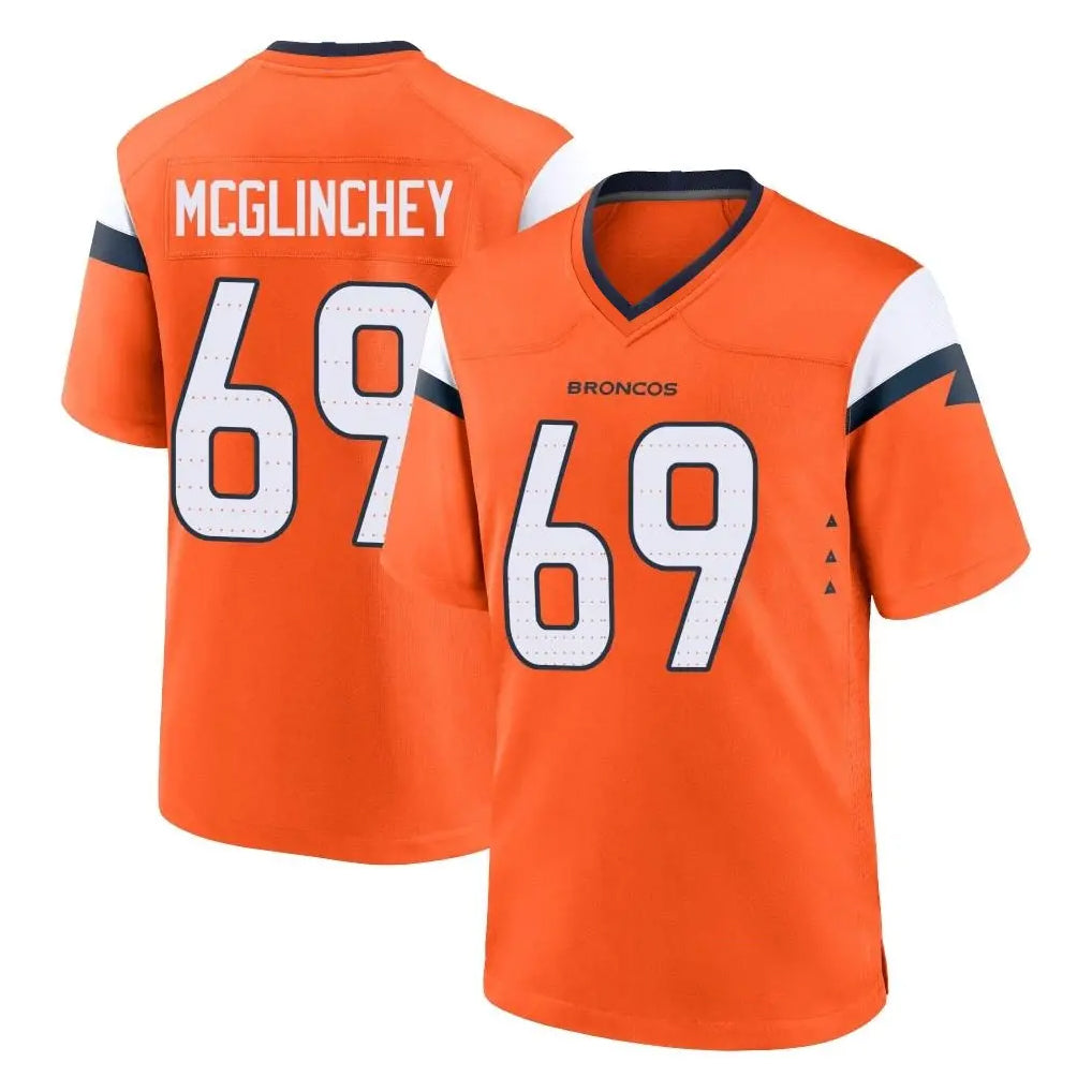 D.Broncos #69 Mike McGlinchey Player Orange Home Game Ndoa Stitched Jerseys