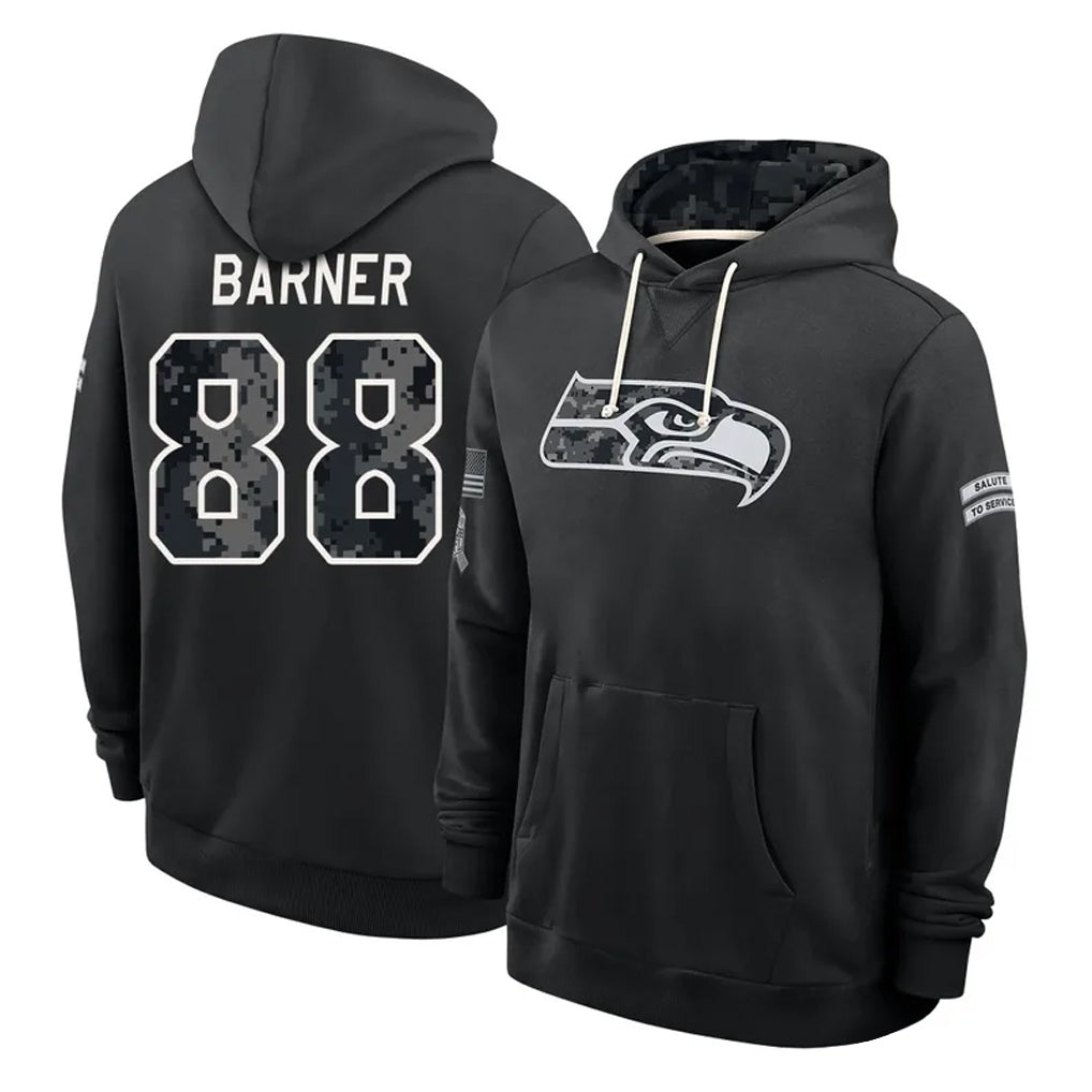S.Seahawks #88 AJ Barner Player 2026 Black Logo Pullover Hoodies Limited Game Ndoa Stitched Jerseys