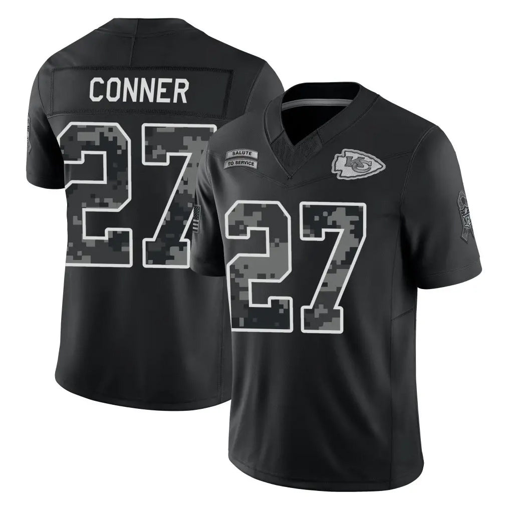 KC.Chiefs #27 Chamarri Conner Player Black Limited 2026 Salute to Service Home Game Stitched Jerseys
