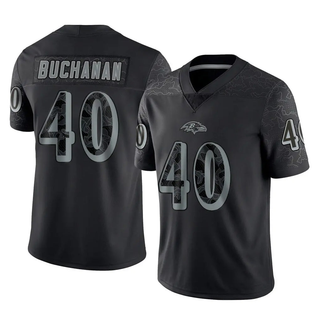 B.Ravens #40 Teddye Buchanan Player Black REFLECTIVE Limited Ndoa Stitched Jerseys