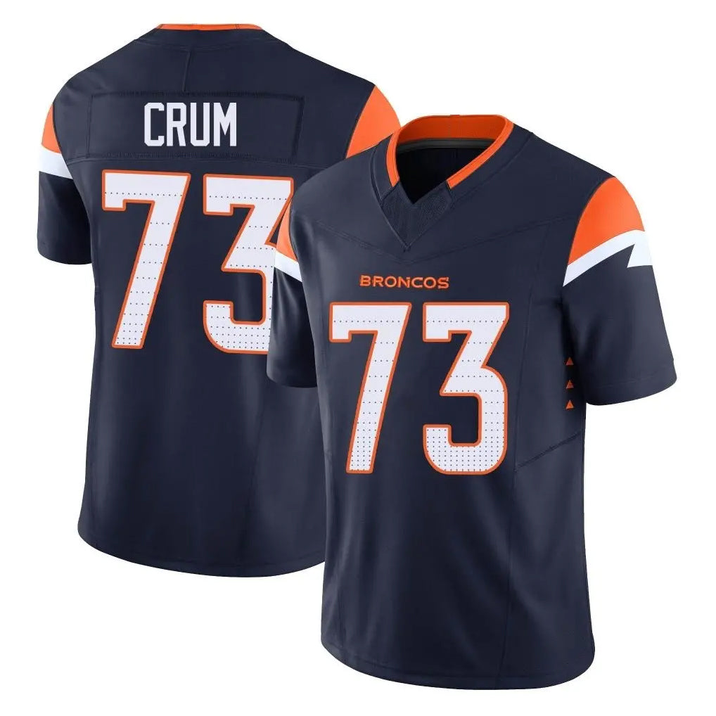 D.Broncos #73 Frank Crum Player Navy Limited Vapor F.U.S.E. Home Game Ndoa Stitched Jerseys