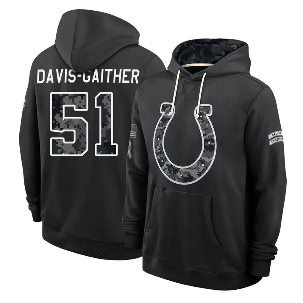 IN.Colts #51 Akeem Davis-Gaither Player 2026 Black Logo Pullover Hoodies Limited Game Ndoa Stitched Jerseys