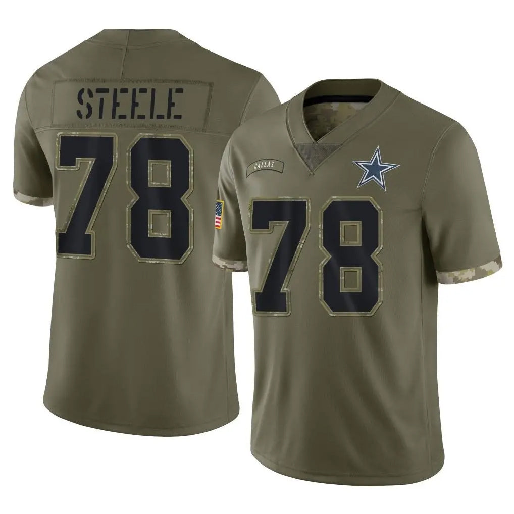 D.Cowboys #78 Terence Steele Player Olive Salute to Service Limited Game Ndoa Stitched Jerseys