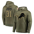 D.Lions #31 Kerby Joseph Player Olive Salute to Service Pullover Hoodies Home Game Ndoa Stitched Jerseys