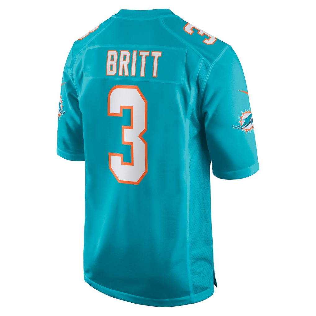Ndoa M.Dolphins #3 K.J. Britt Aqua Team Game Jersey