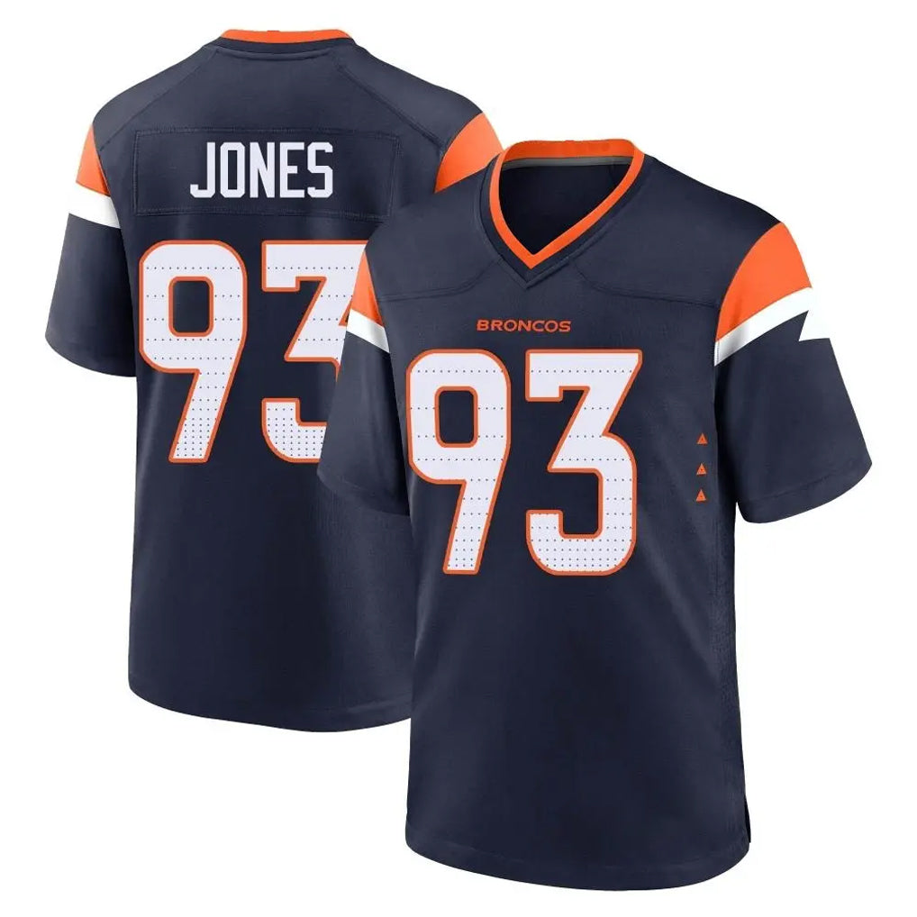 D.Broncos #93 D.J. Jones Player Navy Home Game Ndoa Stitched Jerseys
