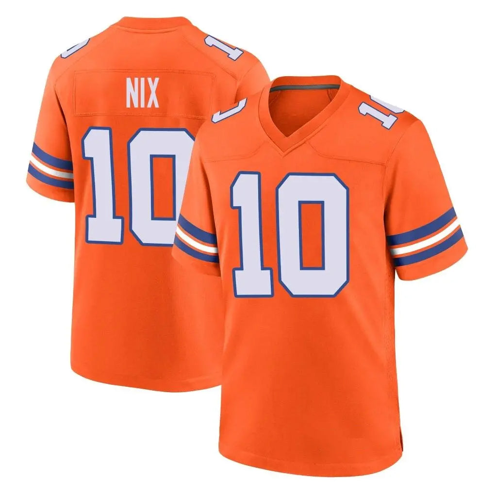 D.Broncos #10 Bo Nix Player Orange Alternate Collection Throwback Game Ndoa Stitched Jerseys