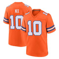 D.Broncos #10 Bo Nix Player Orange Alternate Collection Throwback Game Ndoa Stitched Jerseys