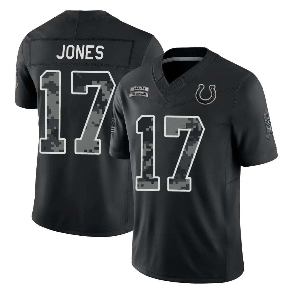 IN.Colts #17 Daniel Jones Player Black Limited 2026 Salute to Service Home Game Ndoa Stitched Jerseys
