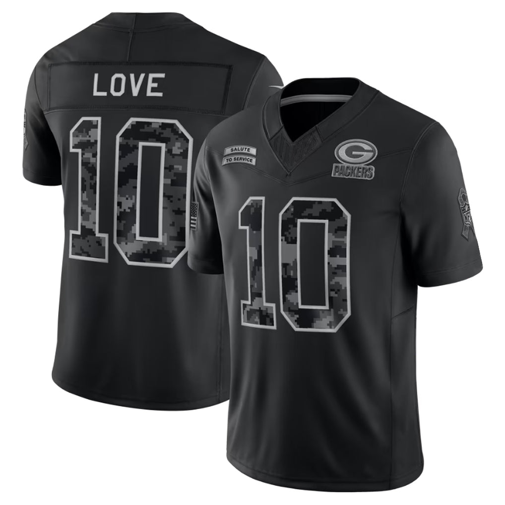 GB.Packers #10 Jordan Love Player Black Limited 2026 Salute to Service Home Game Ndoa Stitched Jerseys