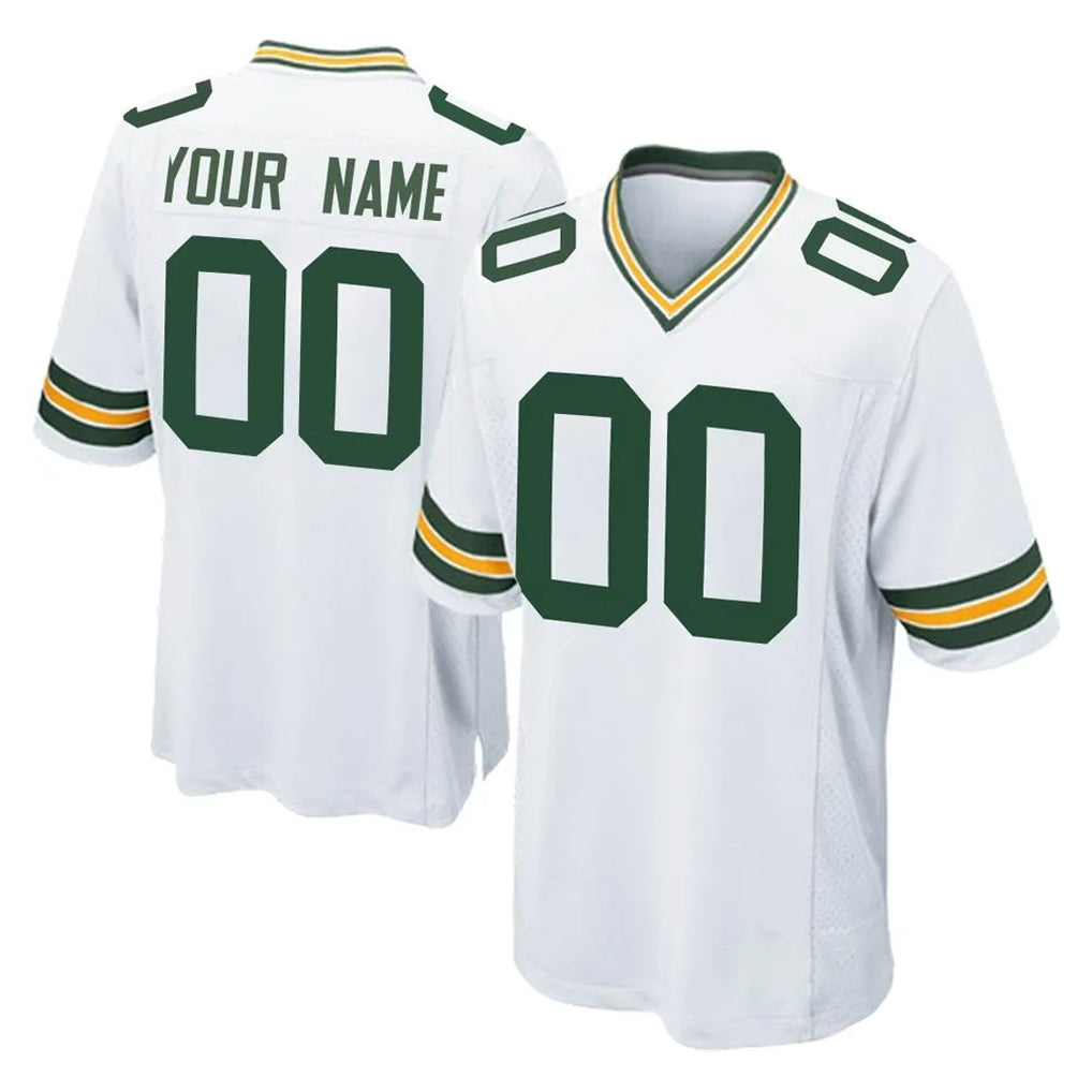 Custom GB.Packers White Home Game Any Name & Numbers Ndoa Stitched Jerseys