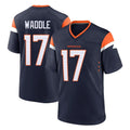 D.Broncos #17 Jaylen Waddle Player Navy Home Game Ndoa Stitched Jerseys