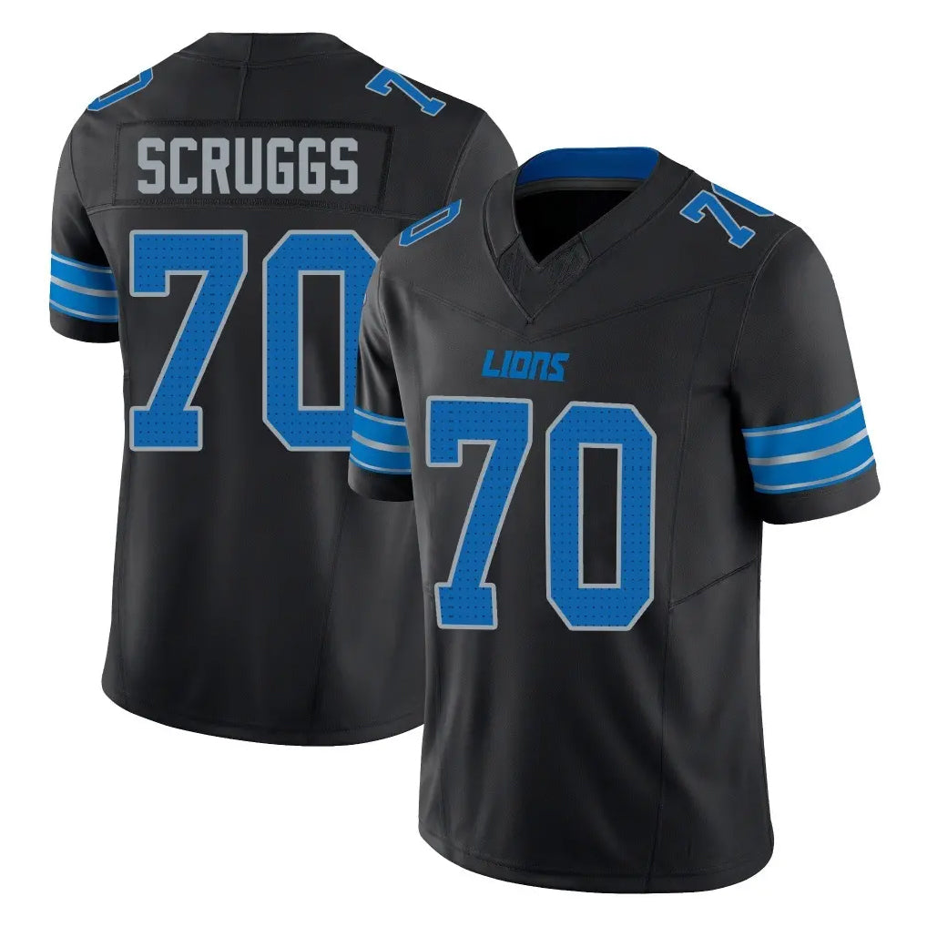 D.Lions #70 Juice Scruggs Player Black Alternate Vapor F.U.S.E. Limited Home Game Ndoa Stitched Jerseys