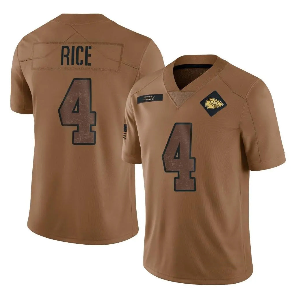KC.Chiefs #4 Rashee Rice Player Brown Salute To Service Limited Stitched Jerseys