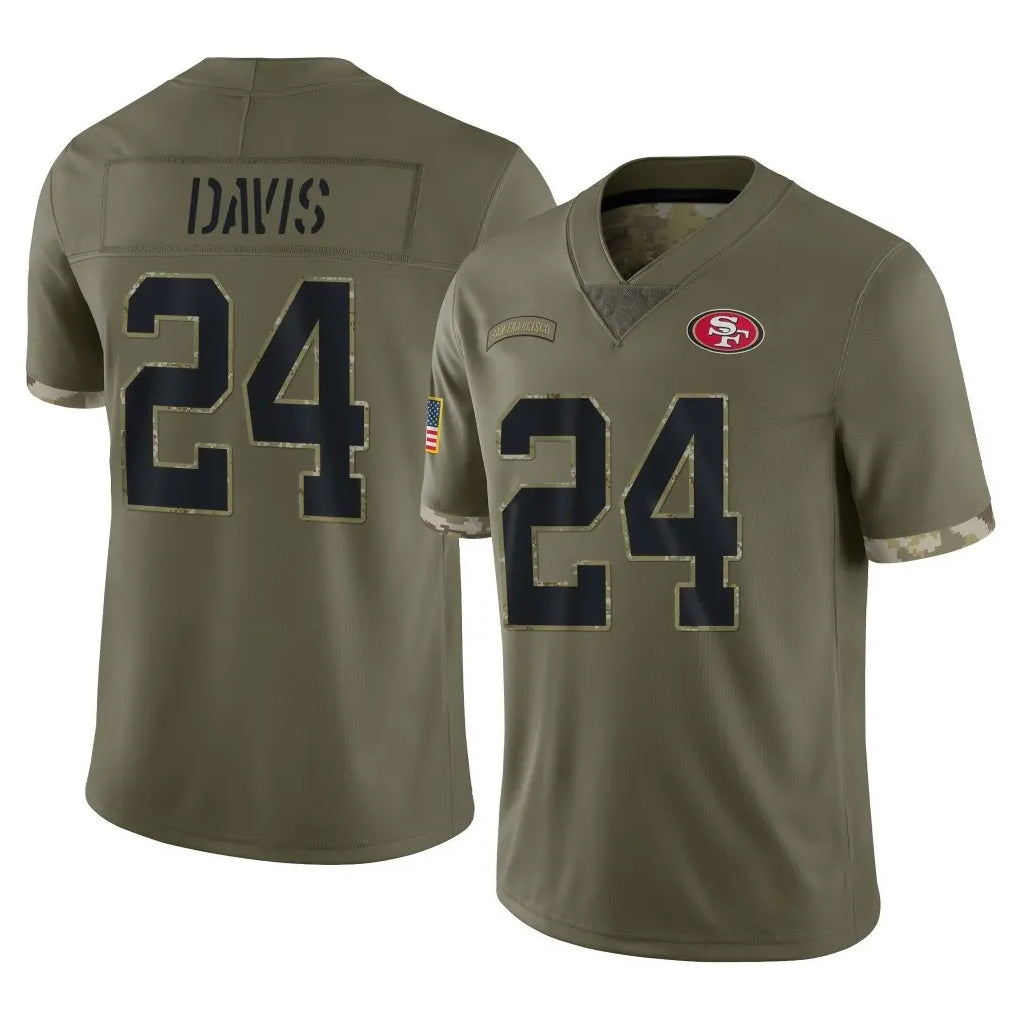 SF.49ers #24 Ashtyn Davis Player Olive Limited Salute To Service Home Game Ndoa Stitched Jerseys