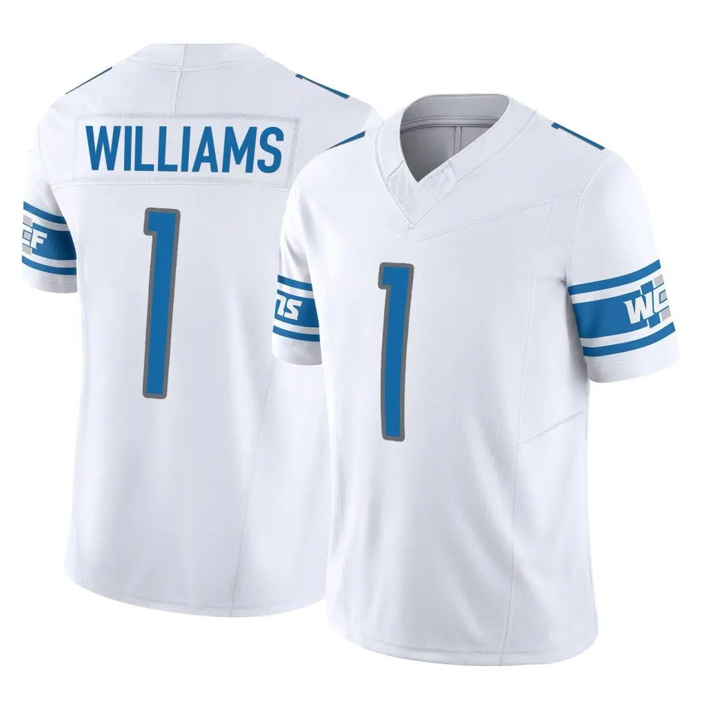 D.Lions #1 Jameson Williams Player White Vapor F.U.S.E. Limited Home Game Ndoa Stitched Jerseys