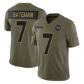 B.Ravens #7 Rashod Bateman Player Olive Salute To Service Limited Home Game Ndoa Stitched Jerseys
