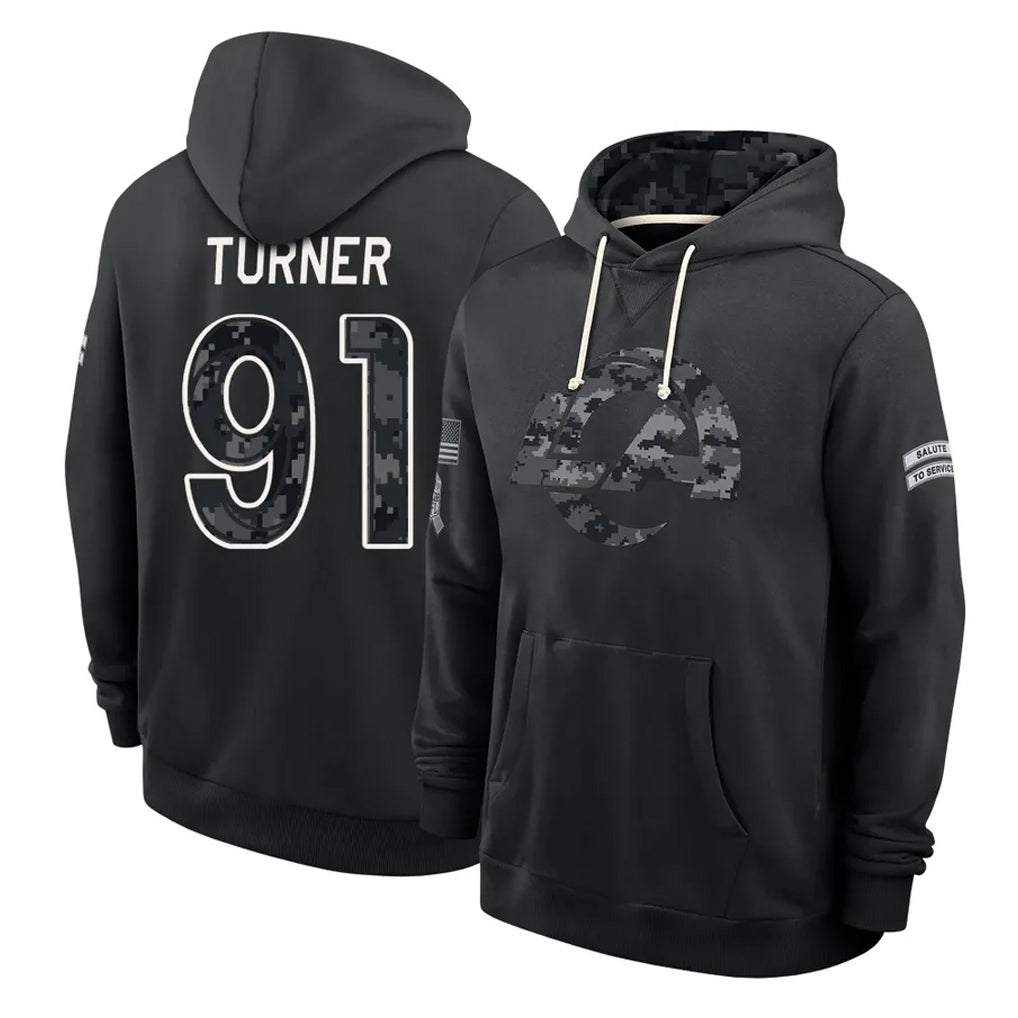 LA.Rams #91 Kobie Turner Player 2026 Black Logo Pullover Hoodies Limited Game Ndoa Stitched Jerseys