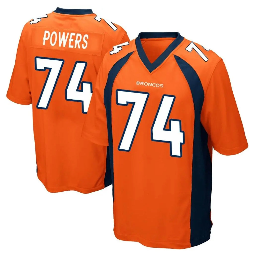 D.Broncos #74 Ben Powers Player Orange Color Home Game Ndoa Stitched Jerseys