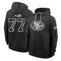 SF.49ers #77 Dominick Puni Player 2026 Black Logo Pullover Hoodies Limited Game Ndoa Stitched Jerseys