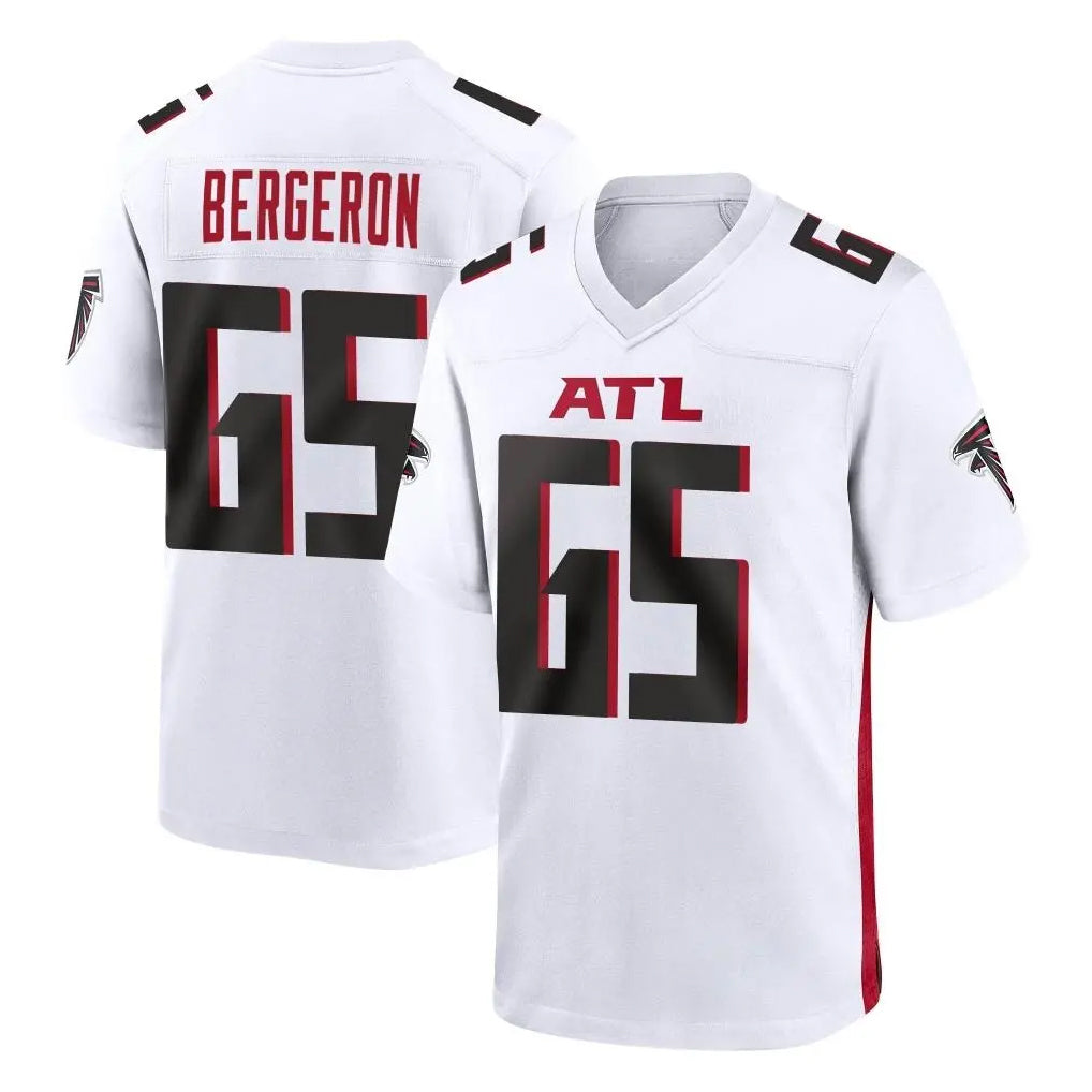 A.Falcons #65 Matthew Bergeron Player White Home Game Ndoa Stitched Jerseys