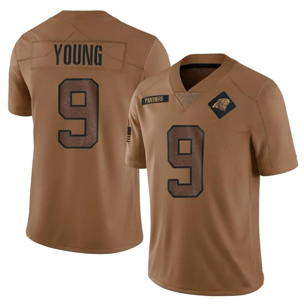 C.Panthers #9 Bryce Young Player Brown Salute To Service Limited Ndoa Stitched Jerseys