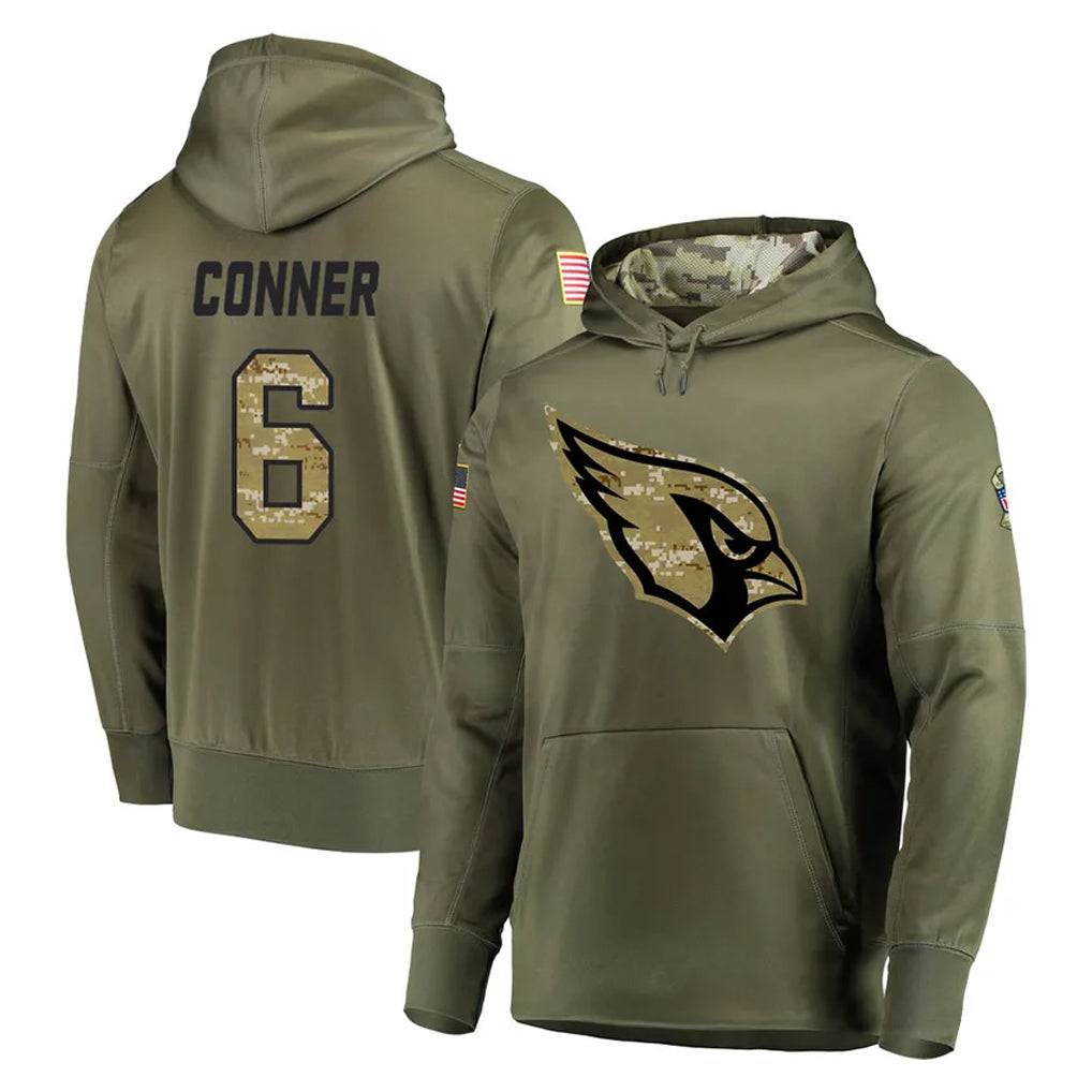 A.Cardinals #6 James Conner Player Olive Salute to Service Limited Hoodie Ndoa Stitched Jerseys