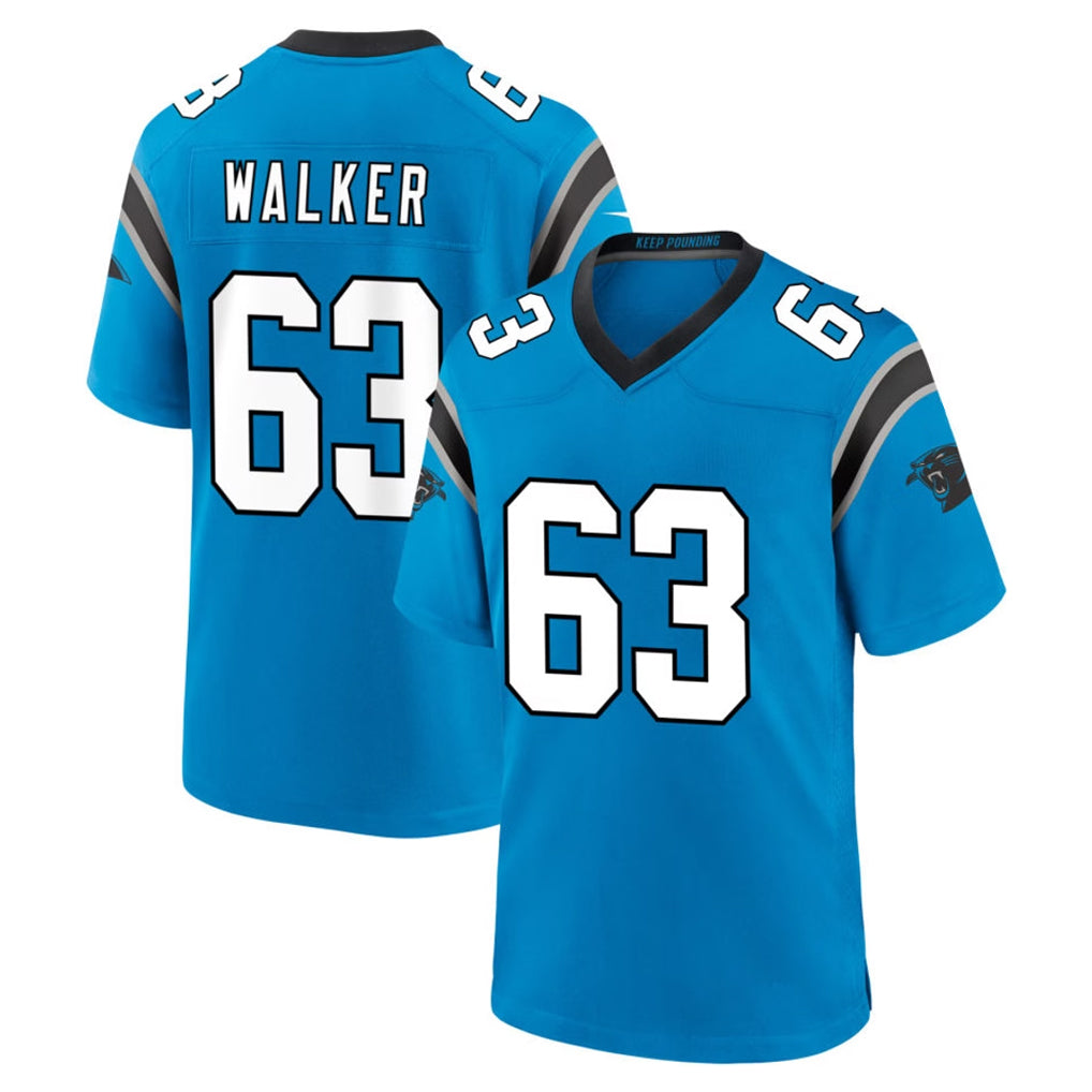 C.Panthers #63 Rasheed Walker Player Blue Home Game Ndoa Stitched Jerseys