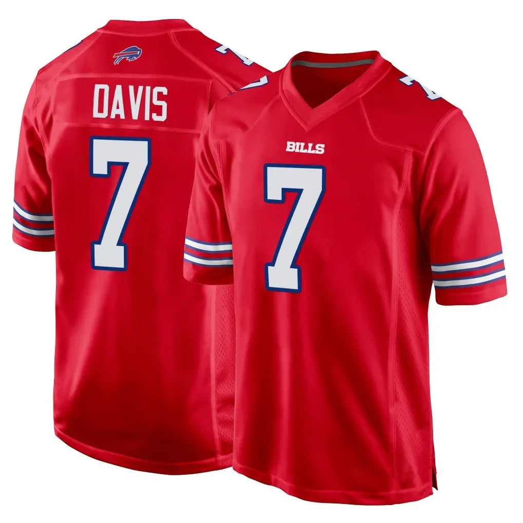 B.Bills #7 Ray Davis Player Red Home Game Ndoa Stitched Jerseys