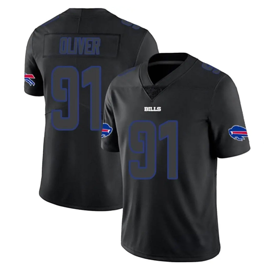 B.Bills #91 Ed Oliver Player Black Impact Limited Home Game Ndoa Stitched Jerseys