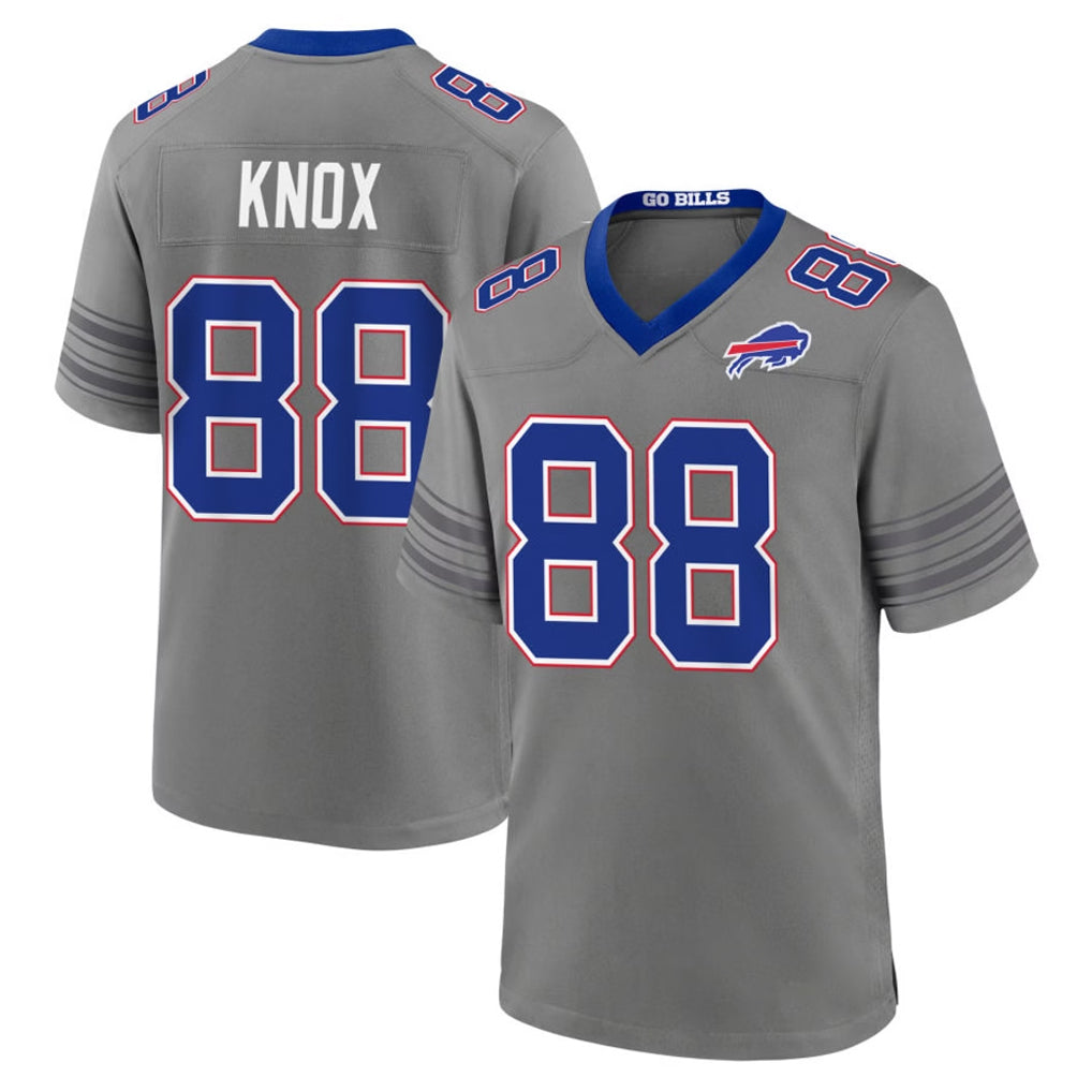 B.Bills #88 Dawson Knox Player Gray Nickel City Home Game Stitched Jerseys
