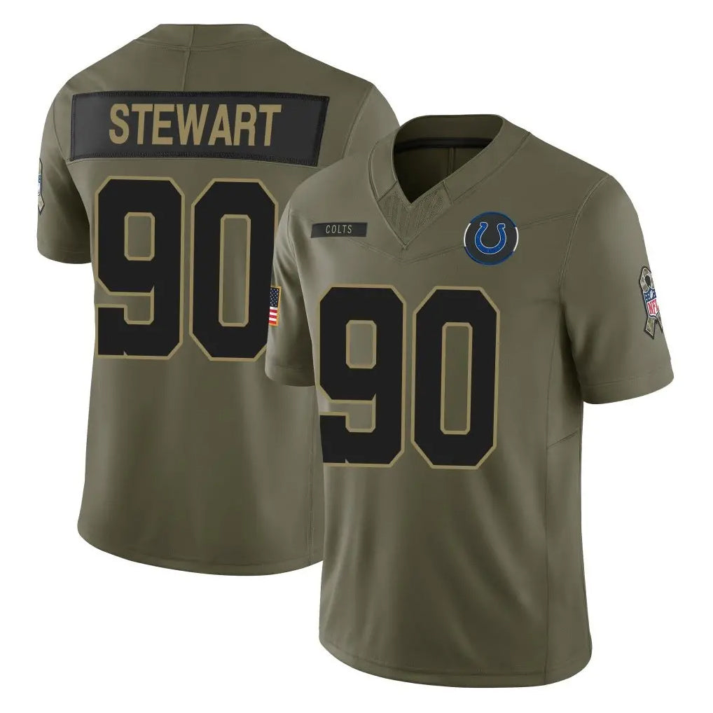 IN.Colts #90 Grover Stewart Player Olive 2025 Salute To Service Limited Game Ndoa Stitched Jerseys