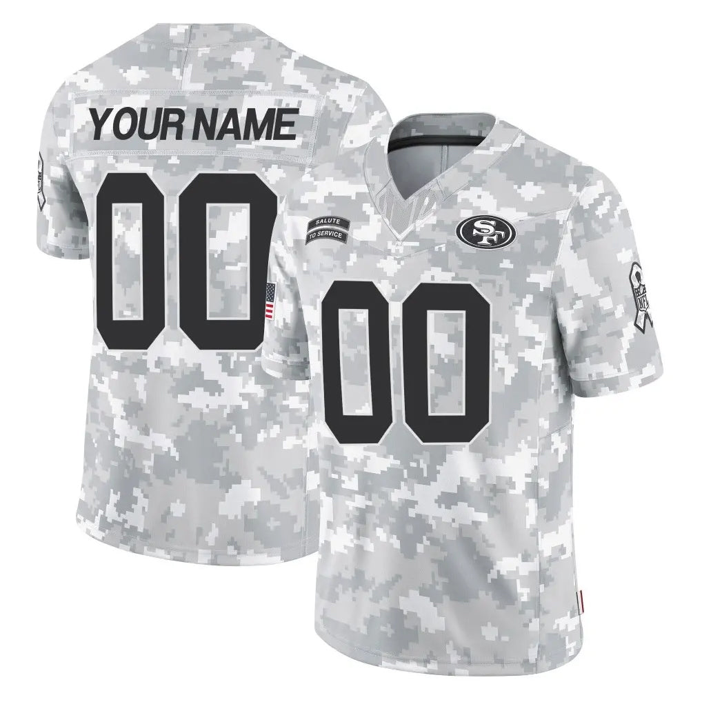 Custom SF.49ers Arctic Camo Limited Salute To Service Home Game Any Name & Numbers Ndoa Stitched Jerseys