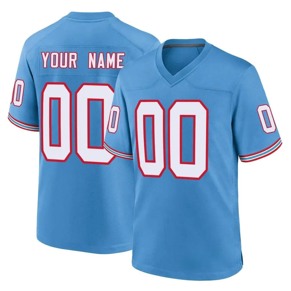 Custom T.Titans Light Blue Oilers Throwback Home Game Any Name & Numbers Ndoa Stitched Jerseys