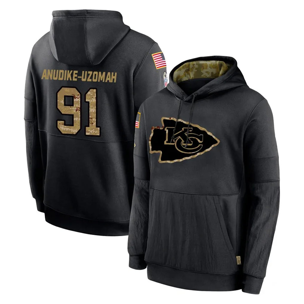 KC.Chiefs #91 Felix Anudike-Uzomah Player Black Salute to Service Hoodies Limited Game Stitched Jerseys
