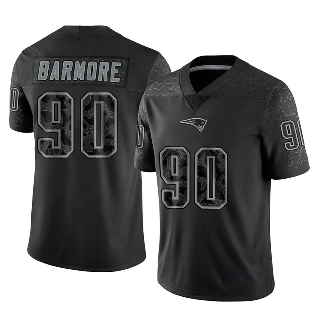 NE.Patriots #90 Christian Barmore Player Black Reflective LImited Home Game Ndoa Stitched Jerseys