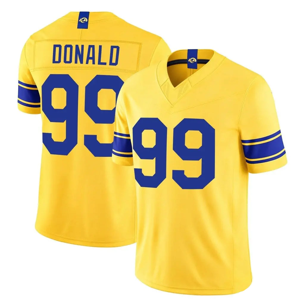 LA.Rams #99 Aaron Donald Player Gold Limited Classic Sol Vapor F.U.S.E.Home Game Ndoa Stitched Jerseys