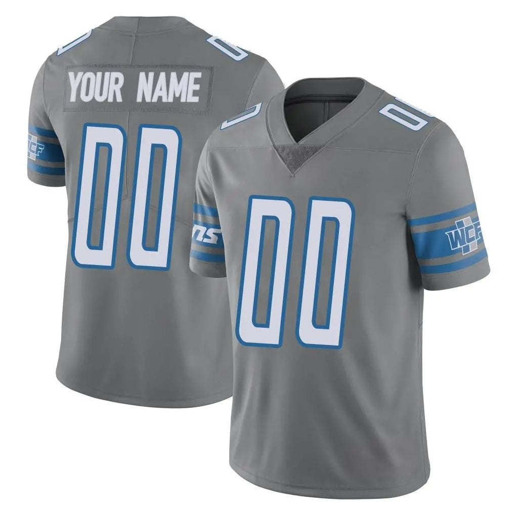 Custom D.Lions Gray Vapor Untouchable Limited Home Game Any Name & Numbers Ndoa Stitched Jerseys
