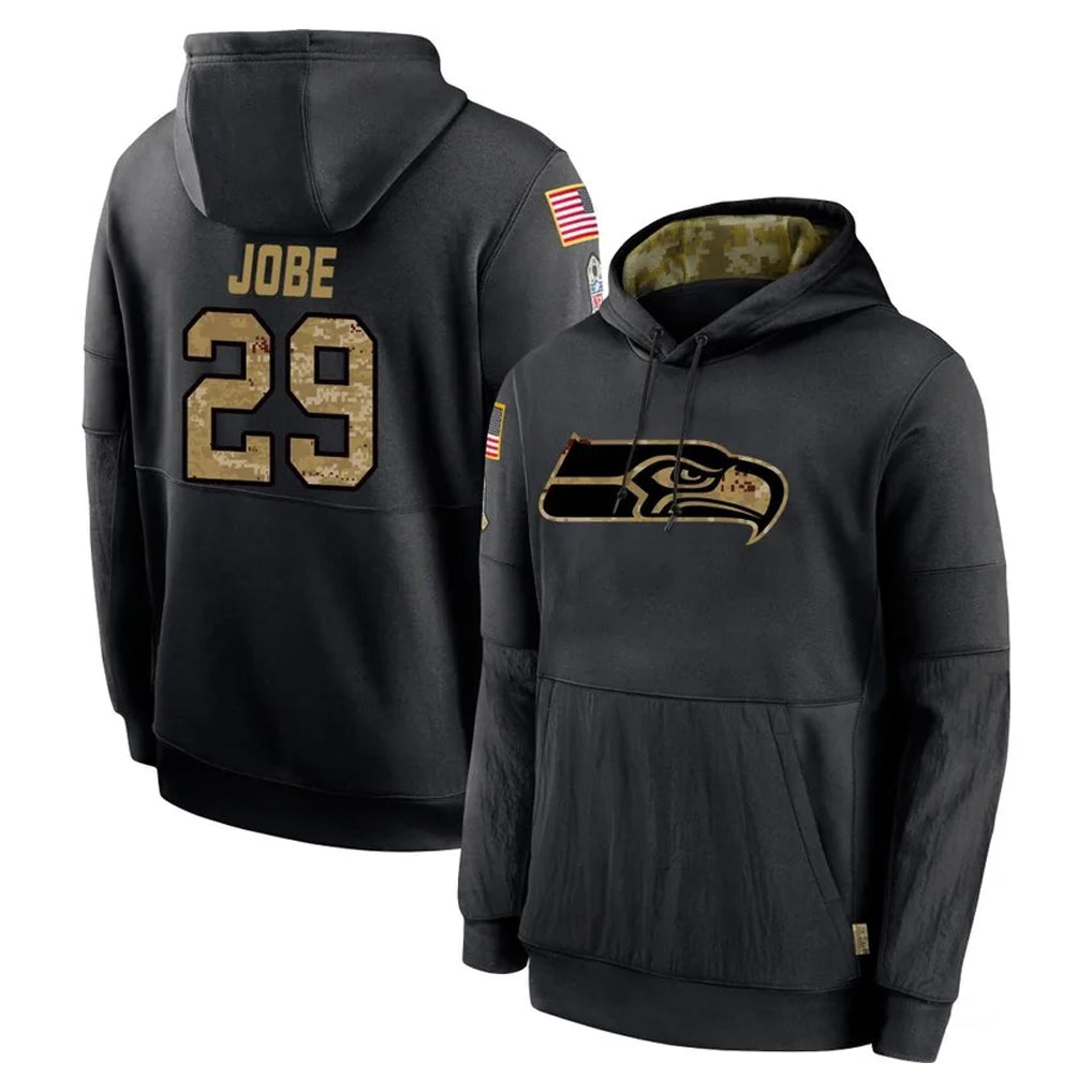S.Seahawks #29 Josh Jobe Player Black Salute to Service Hoodies Limited Game Ndoa Stitched Jerseys