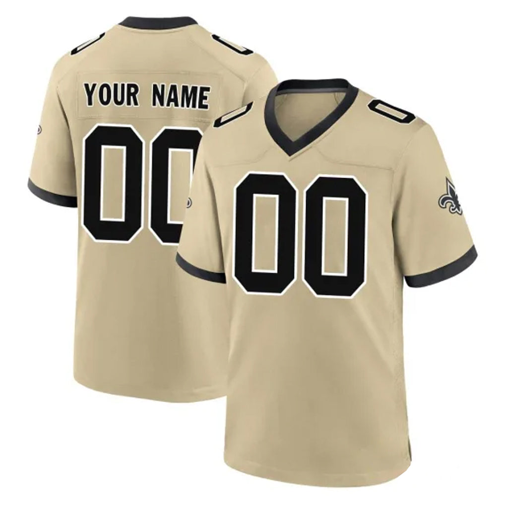 Custom NO.Saints Gold Home Game Any Name & Numbers Ndoa Stitched Jerseys