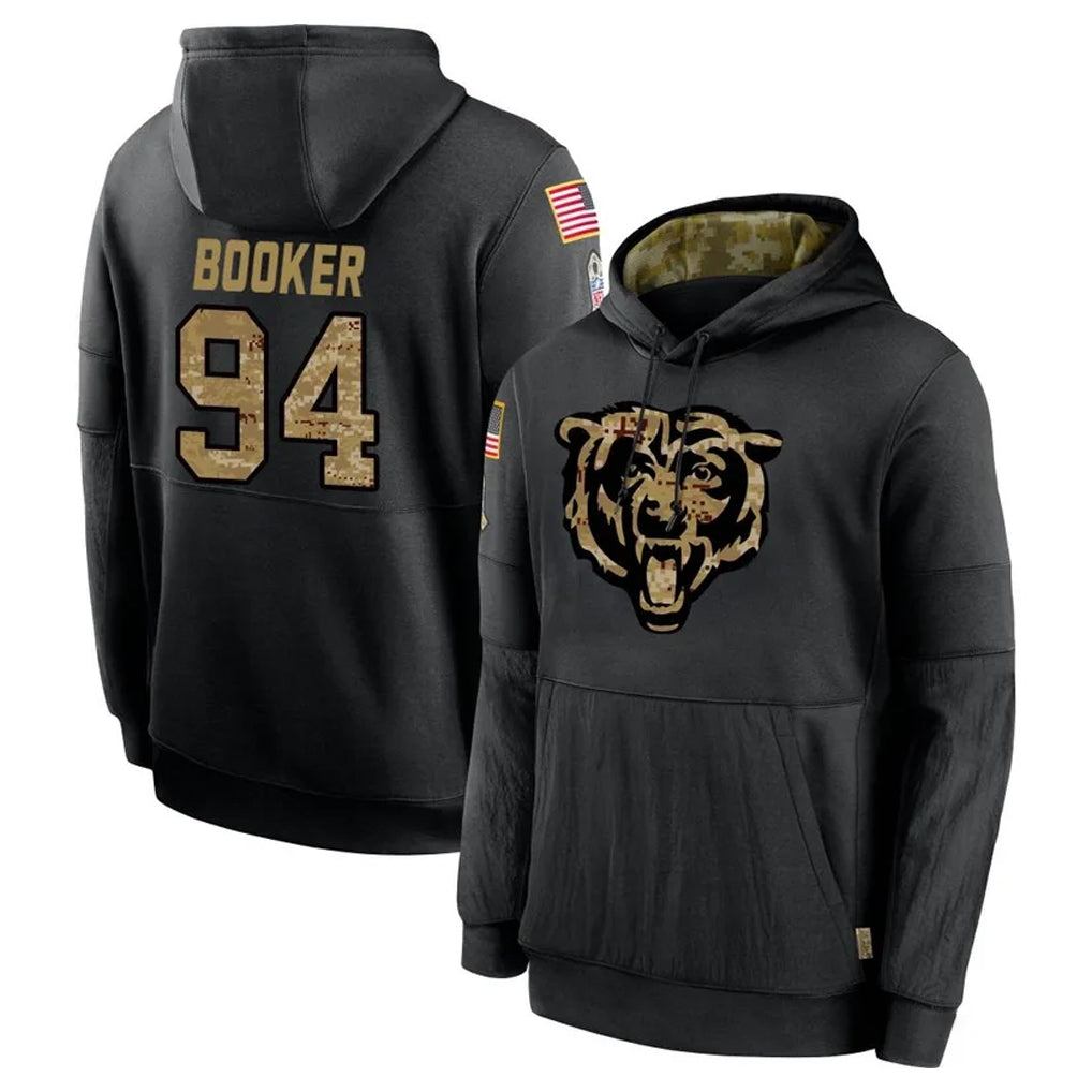 C.Bears #94 Austin Booker Player Black Salute to Service Pullover Hoodies Limited Ndoa Stitched Jerseys