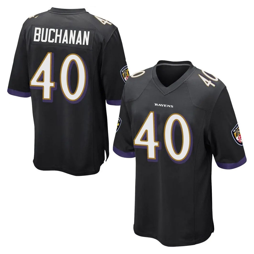 B.Ravens #40 Teddye Buchanan Player Black Home Game Ndoa Stitched Jerseys