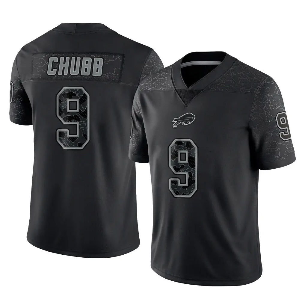 B.Bills #9 Bradley Chubb Player Black RFLCTV Limited Ndoa Stitched Jerseys