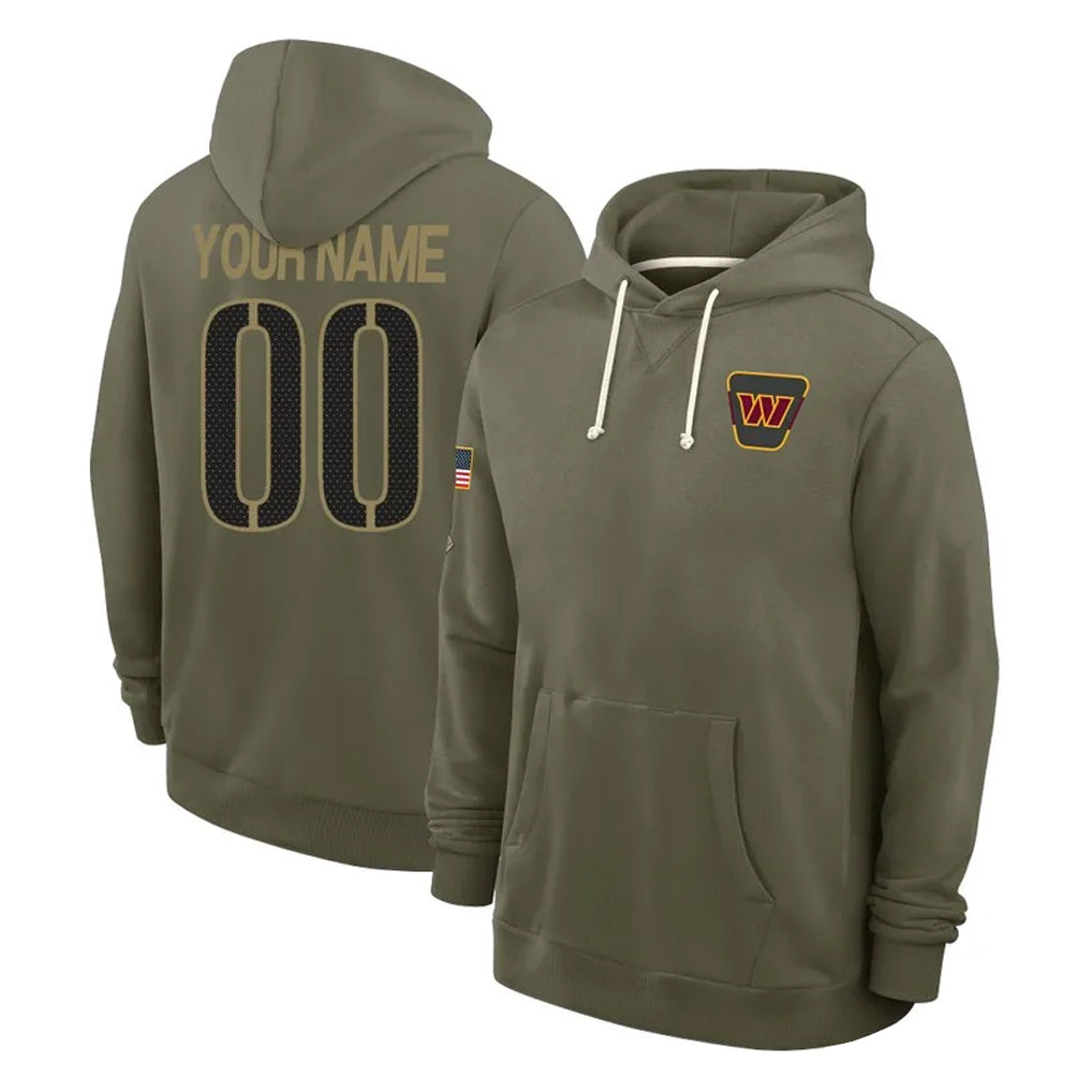 Custom W.Commanders Olive Salute to Service Pullover Hoodies Limited Home Any Name & Numbers Ndoa Stitched Jerseys