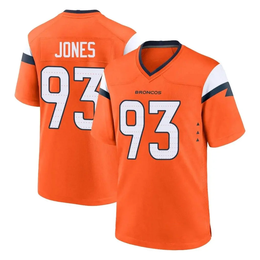 D.Broncos #93 D.J. Jones Player Orange Home Game Ndoa Stitched Jerseys