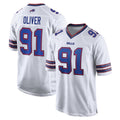 B.Bills #91 Ed Oliver Player White Home Game Ndoa Stitched Jerseys
