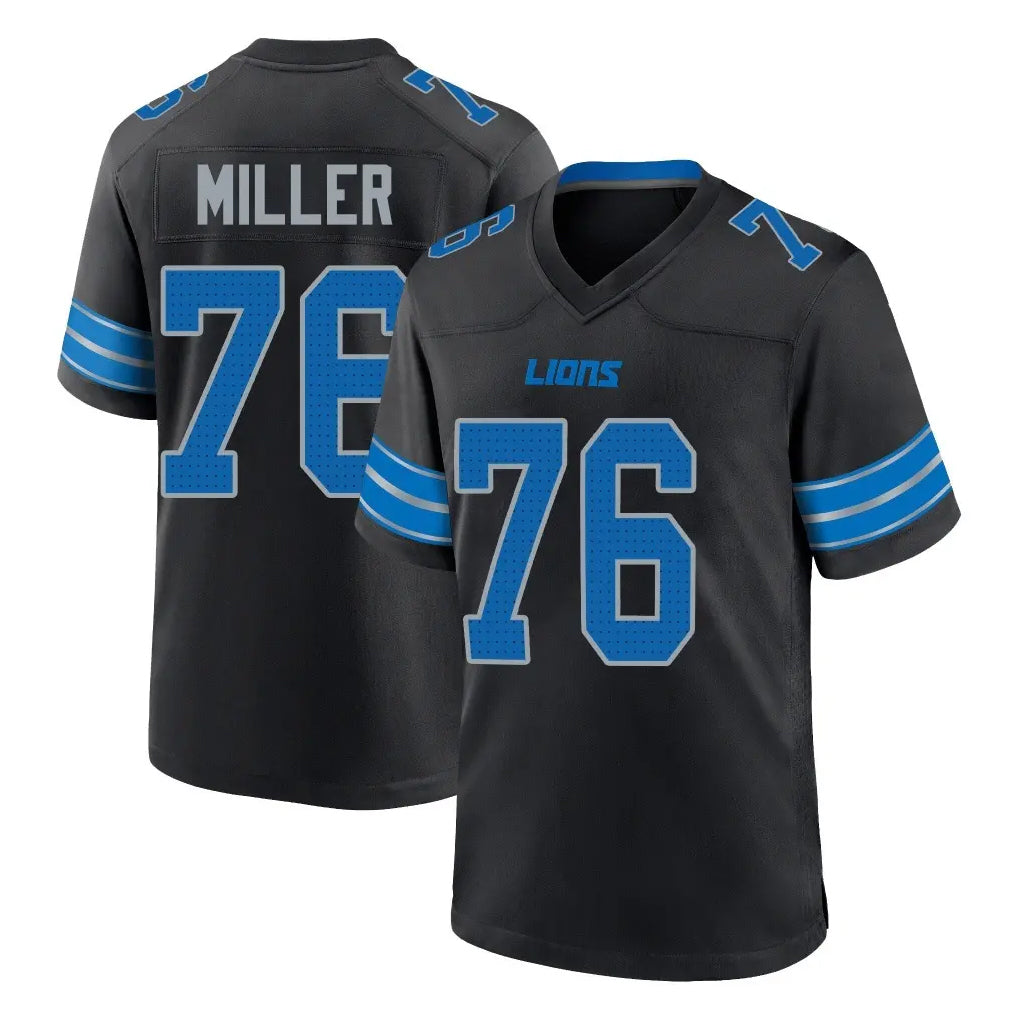 D.Lions #76 Blake Miller Player Black Alternate Home Game Ndoa Stitched Jerseys